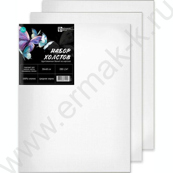 Холст на картоне 30*40  280 г/м², 100% хлопок, зерно: среднее, форма: прямоугольная, грунтованны NEW | Фото 3