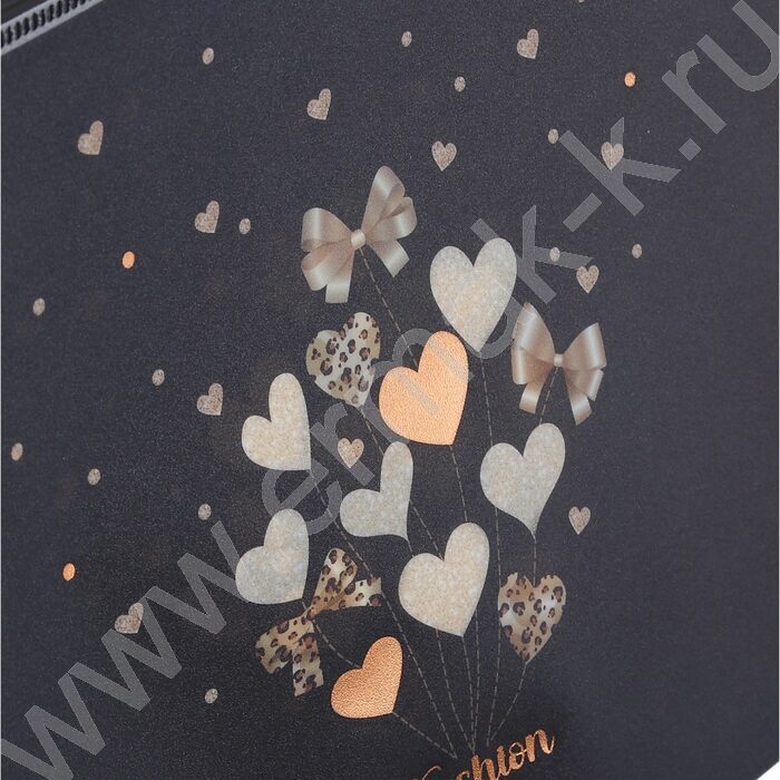 Папка-конверт на молнии А4 Fashion hearts черный ПВХ NEW | Фото 3
