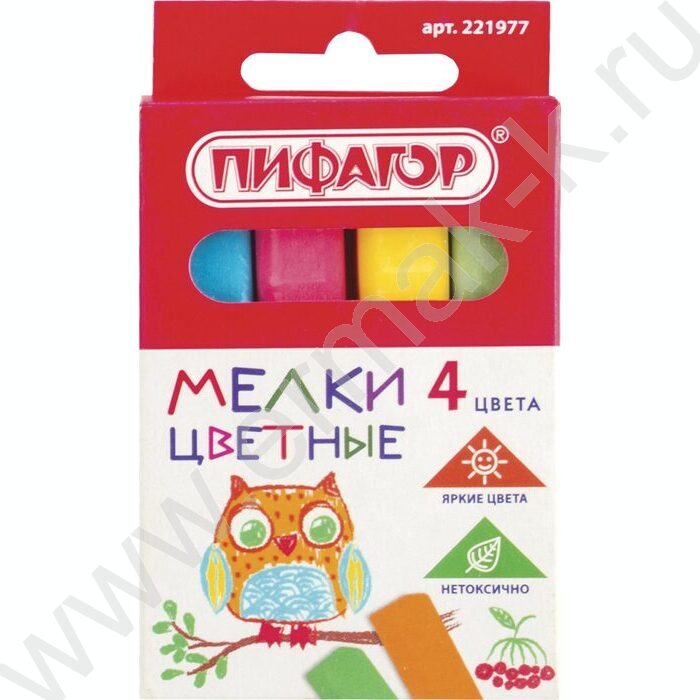 Мел цветной  4шт, квадратный /европодвес NEW | Фото 1