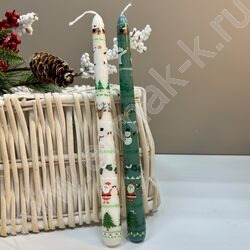 Набор свеча парафиновая с рисунками"Новогодняя атрибутика" - 3 /2 штуки NEW | Фото 2