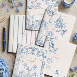 Тетрадь  48л клетка "BLUE FLOWERS" /двойная обложка,soft touch, фольга/ ассорти NEW | Фото 1