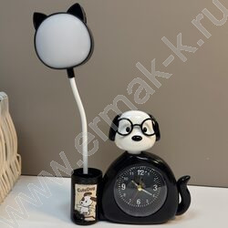 Часы-светильник, стакан, батарейка, USB, "Собака в очках" NEW | Фото 1