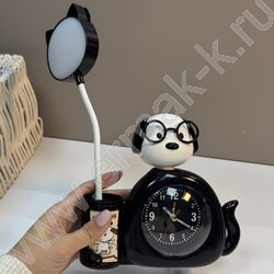 Часы-светильник, стакан, батарейка, USB, "Собака в очках" NEW | Фото 4