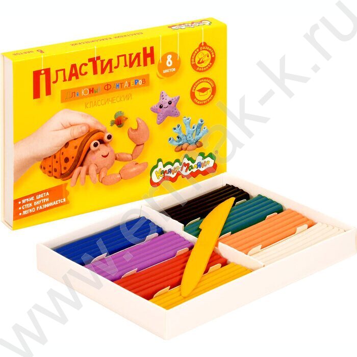 Пластилин   8цв 120г Каляка-Маляка Для юных фантазёров+стек NEW | Фото 3
