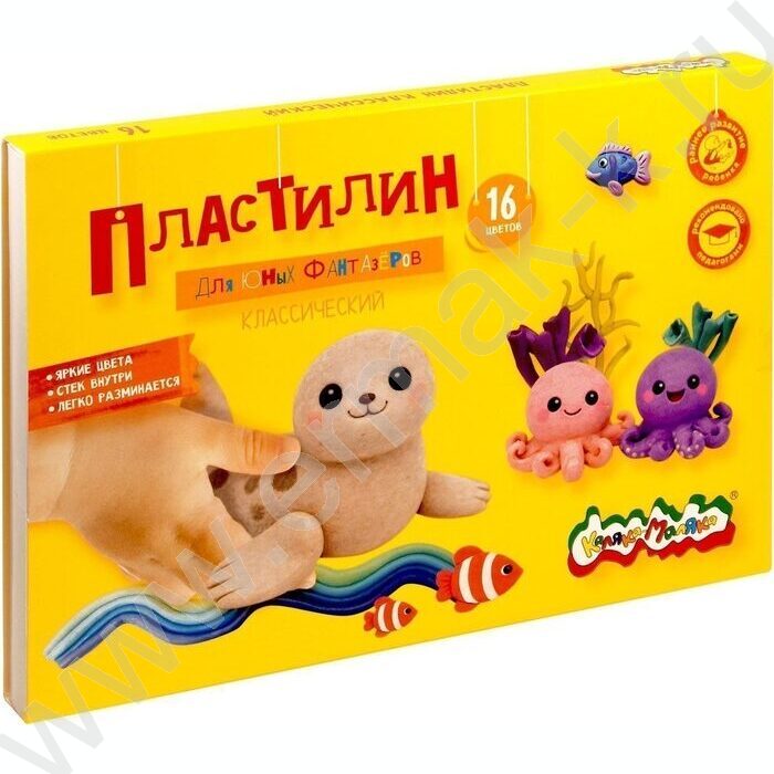 Пластилин  16цв 240г Каляка-Маляка Для юных фантазёров+стек NEW | Фото 1