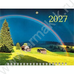 Календарь квартальный на 1-м гребне/3месяца/ 2027г мини "Зеленые холмы" NEW | Фото 1