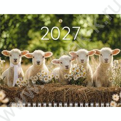 Календарь квартальный на 3-х гребнях/3месяца/ 2027г мини "Знак Года_барашки" NEW | Фото 1