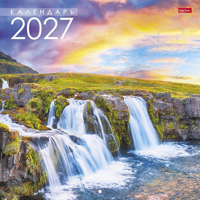 Календарь настенный перекидной  6л 30х30см скрепка 2027г "Красота водопада" NEW | Фото 1