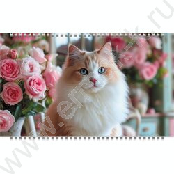 Календарь квартальный на 4-х гребнях/3месяца/ 2027г "Шикарные коты" блок 5 постеров NEW | Фото 1