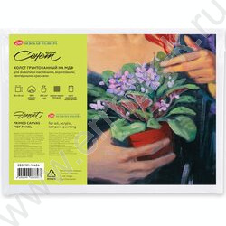 Холст на МДФ грунтованный 18*24 "Сонет" 100% хлопок, 280 г/м2, акриловый грунт, мелкое зерно NEW | Фото 1