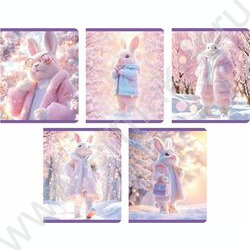 Тетрадь  48л клетка "Модные зайки" /мел.карт. /лам. soft touch /закруглен.углы /ассорти NEW | Фото 1