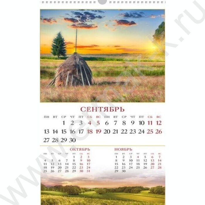 Календарь настенный перекидной 30х45см спираль/ригель 2027г "Очарование родного края" NEW | Фото 2