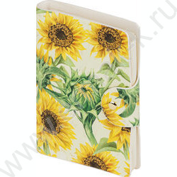 Ежедневник н/дат А6 136л Flora.Подсолнухи /иск.кожа/фиксирующий хлястик:на кнопке NEW | Фото 1