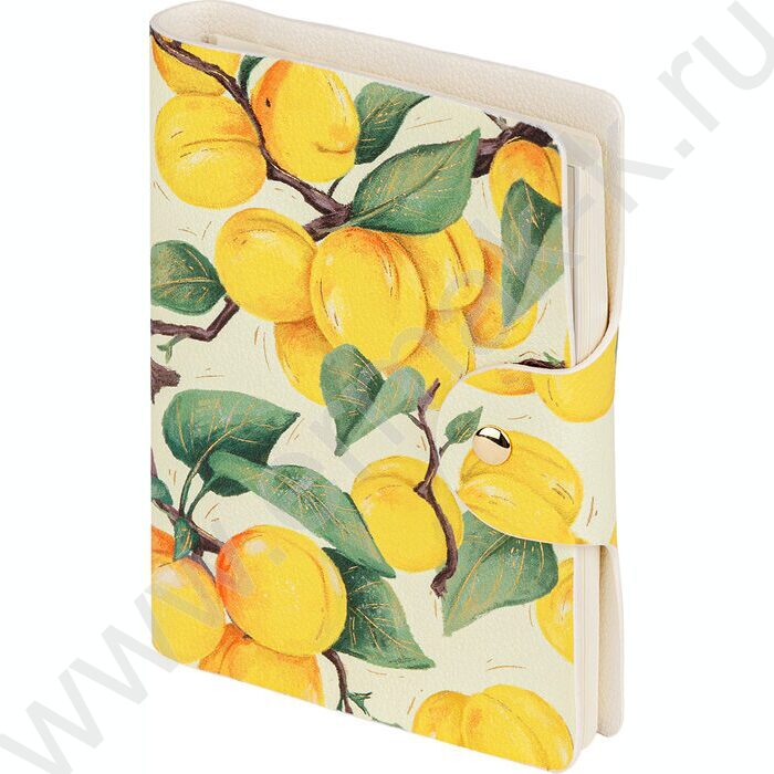 Ежедневник н/дат А6 136л Flora.Райские абрикосы /иск.кожа/фиксирующий хлястик:на кнопке NEW | Фото 1
