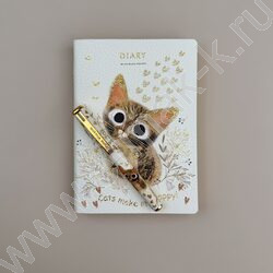 Еженедельник н/дат А6+ и ручка MimiWrite с покрытием Soft Touch /Love me.Милый котик NEW | Фото 5