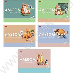 Альбом д/рисования 24л "Кот и мышь" /выб.лак/ 5видов NEW | Фото 1