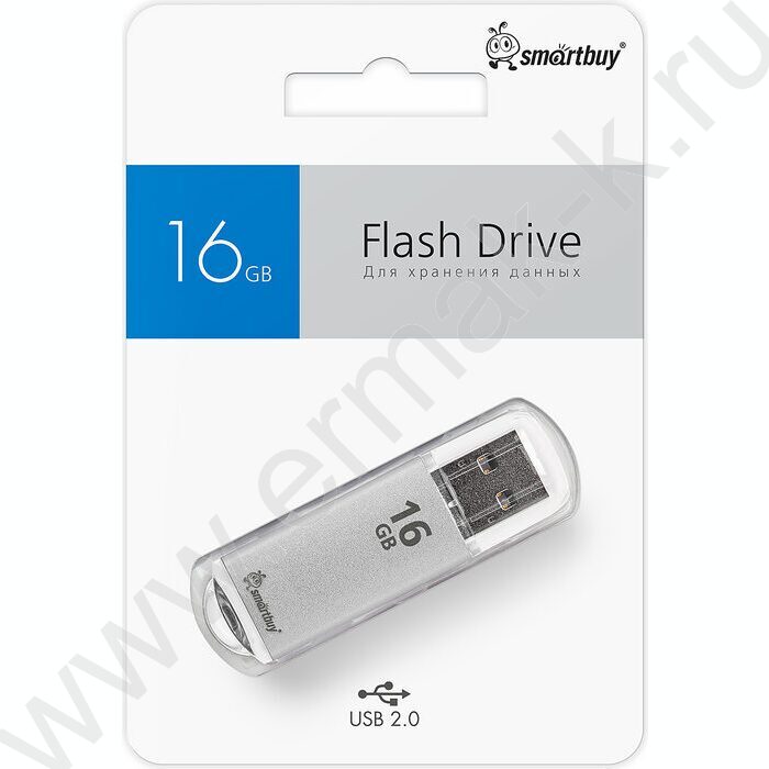 Съемный носитель информации 16GB USB Flash Drive <USB 2.0> серебристый (металл. корпус) "V-Cut" NEW | Фото 4