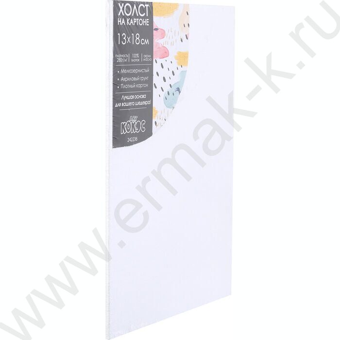 Холст на картоне 13*18  280 г/м², 100% хлопок, зерно: мелкое белый NEW | Фото 3