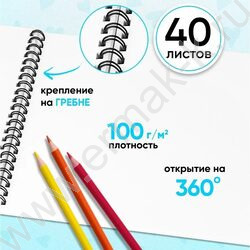 Альбом д/рисования-спираль 40л "Милые котики-11" ассорти NEW | Фото 4