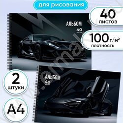 Альбом д/рисования-спираль 40л "Чёрный автомобиль-17" ассорти NEW | Фото 2