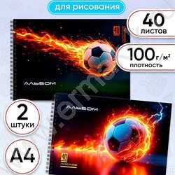 Альбом д/рисования-спираль 40л "Футбольный мяч-30" ассорти NEW | Фото 2