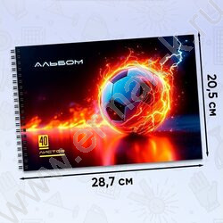 Альбом д/рисования-спираль 40л "Футбольный мяч-30" ассорти NEW | Фото 3