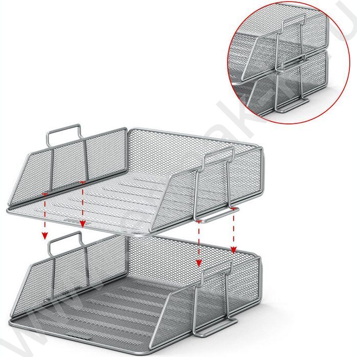 Лоток горизонтальный сетчатый (металл) Steel серебряный | Фото 2