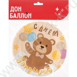 Тарелка бумажная 7''/18 см/6шт Любимый мишка NEW | Фото 2