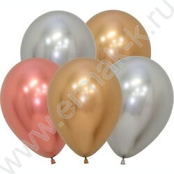 Шар воздушный 12''/30см Reflex Зеркальный блеск,Ассорти Делюкс хром NEW | Фото 1