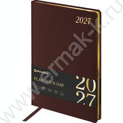 Ежедневник 2027г А4 176л Iguana Темно-коричневый /иск.кожа с порол.,зол.торец, ляссе 1шт NEW | Фото 1