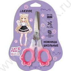 Ножницы 13,5см детские Cat Paw закругленные кончики лезвий, прорезинен. ручки, блистер NEW | Фото 1