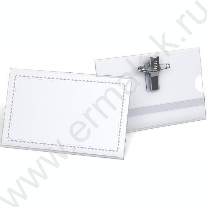 Бейдж горизонтальный  90*57мм пластиковый с метал.зажимом и булавкой | Фото 1