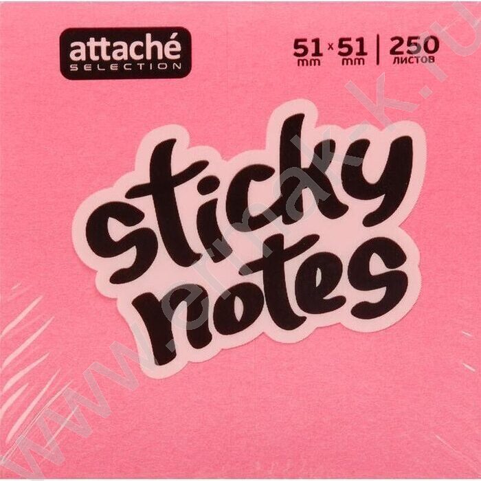 Бумага д/записей   51*51мм /250л Attache Selection клубничный микс с липким краем | Фото 2