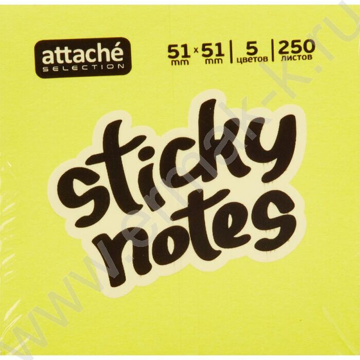 Бумага д/записей   51*51мм /250л, 75г/м², Attache Selection радуга с липким краем | Фото 2