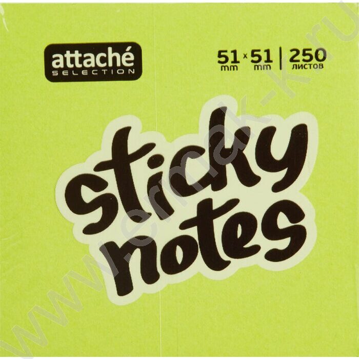 Бумага д/записей   51*51мм /250л Attache Selection фреш с липким краем | Фото 1