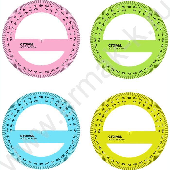 Транспортир 360° 12см флюор прозр | Фото 1