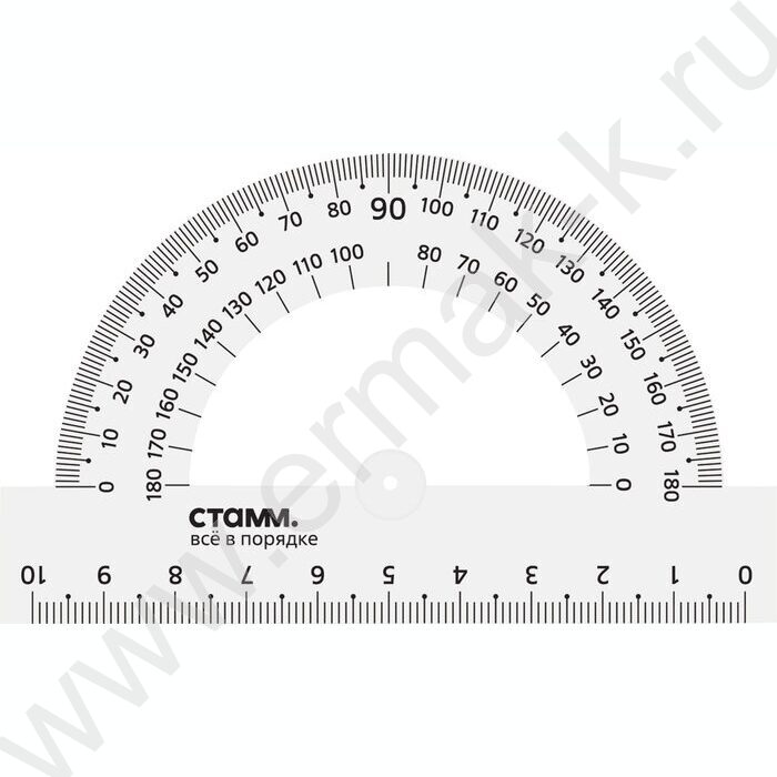 Транспортир 180° 10см прозр | Фото 2