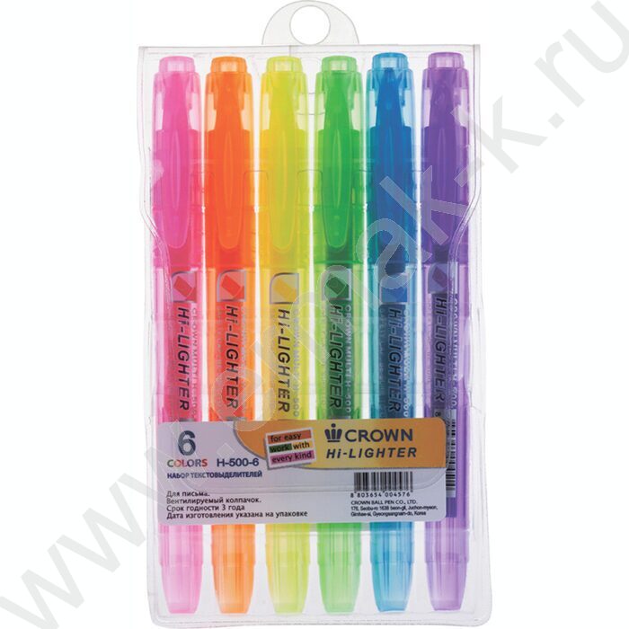 Текстовыделитель /набор  6цв/ 1-4мм косой "Multi Hi-Lighter" /чехол с европодвесом    | Фото 1