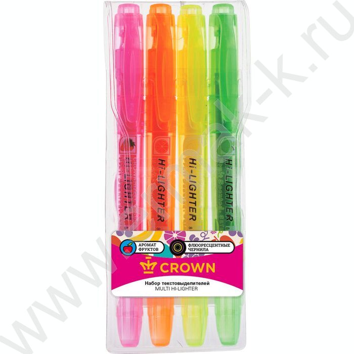 Текстовыделитель /набор  4цв/ 1-4мм косой "Multi Hi-Lighter Aroma" аромат. /чехол с европодвесом     | Фото 1