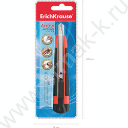 Нож канцелярский  9мм Arrow красный,резин.вставка блистер,европодвес | Фото 5