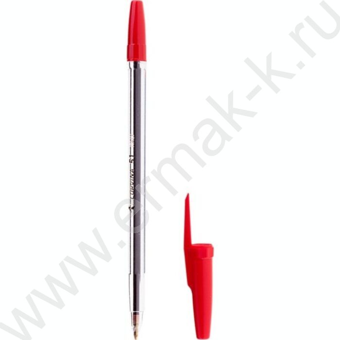 Ручка шар Corvina 51 красная, 1,0мм, прозрачный корпус | Фото 1