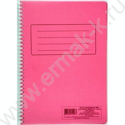 Книга Канцелярская 100л клетка красн. пластик/спираль | Фото 1