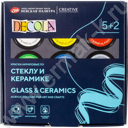 Краски акриловые  5цв 20мл+2контура+разб. Декола по стеклу и керамике | Фото 2