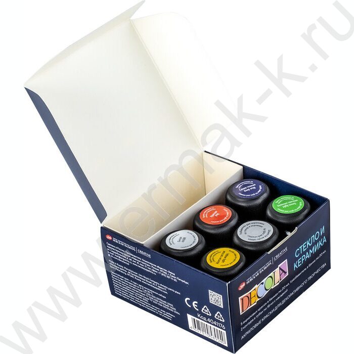 Краски акриловые  5цв 20мл+2контура+разб. Декола по стеклу и керамике | Фото 3