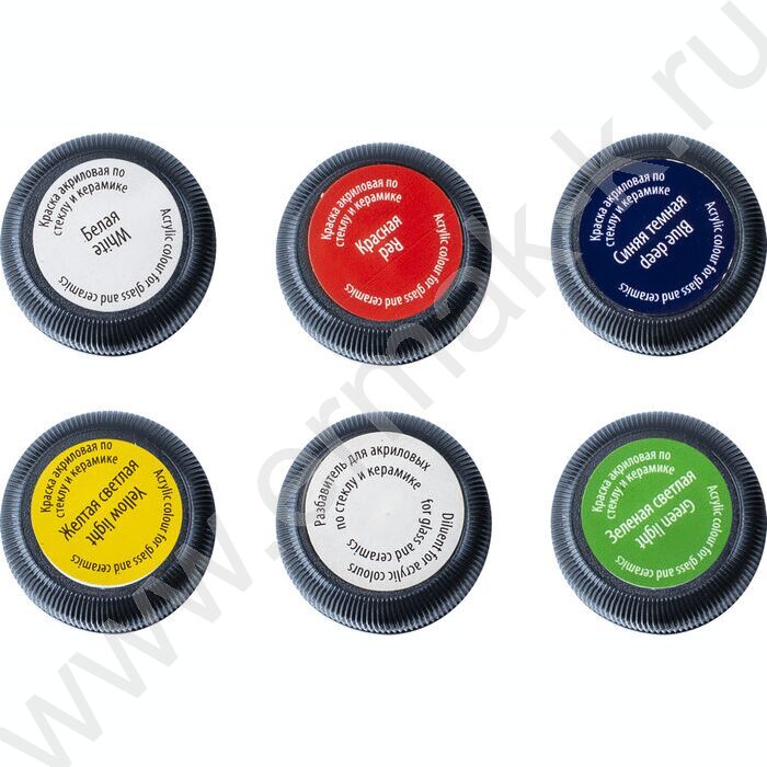 Краски акриловые  5цв 20мл+2контура+разб. Декола по стеклу и керамике | Фото 5