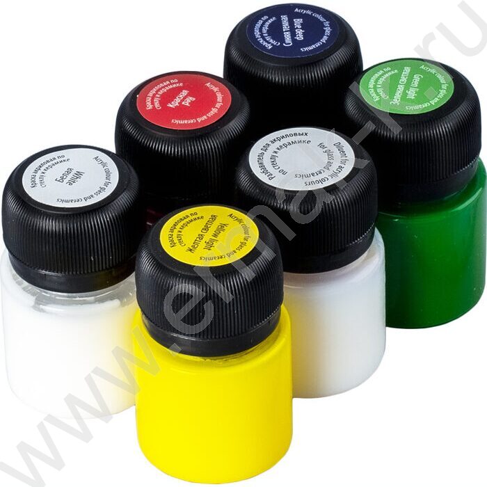 Краски акриловые  5цв 20мл+2контура+разб. Декола по стеклу и керамике | Фото 6