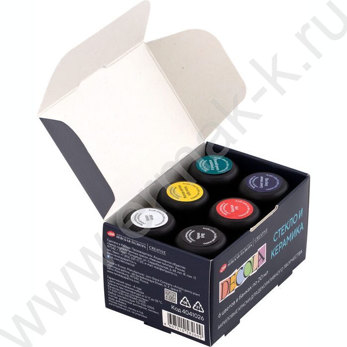 Краски акриловые  6цв 20мл Декола по стеклу и керамике | Фото 3