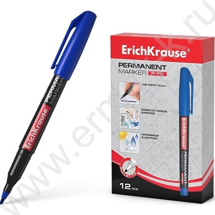 Маркер перм. CD,DVD, OHP пленка /синий/ 1мм круг P-70     | Фото 2