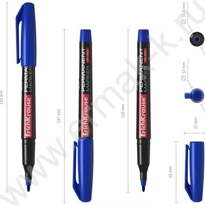 Маркер перм. CD,DVD, OHP пленка /синий/ 1мм круг P-70     | Фото 4