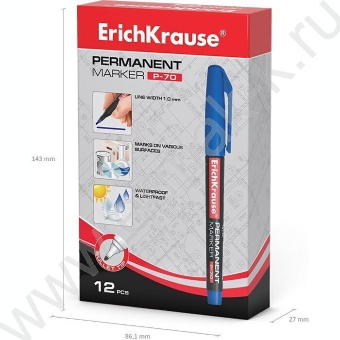 Маркер перм. CD,DVD, OHP пленка /синий/ 1мм круг P-70     | Фото 5